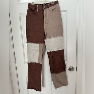Patchwork High Rise Dad Jeans (stretchy)